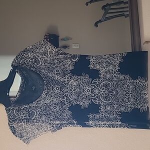 INC size Med Black, Gray, Rhinestone, Filgree Pattern, Lined Shirt